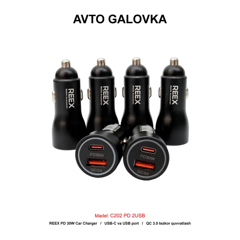 CAR CHARGER C202 PD 2USB BLACK