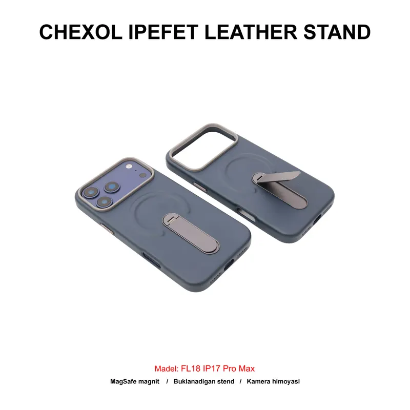 CHEXOL IPEFET LEATHER STAND FL18 IP17 PRO MAX BLUE