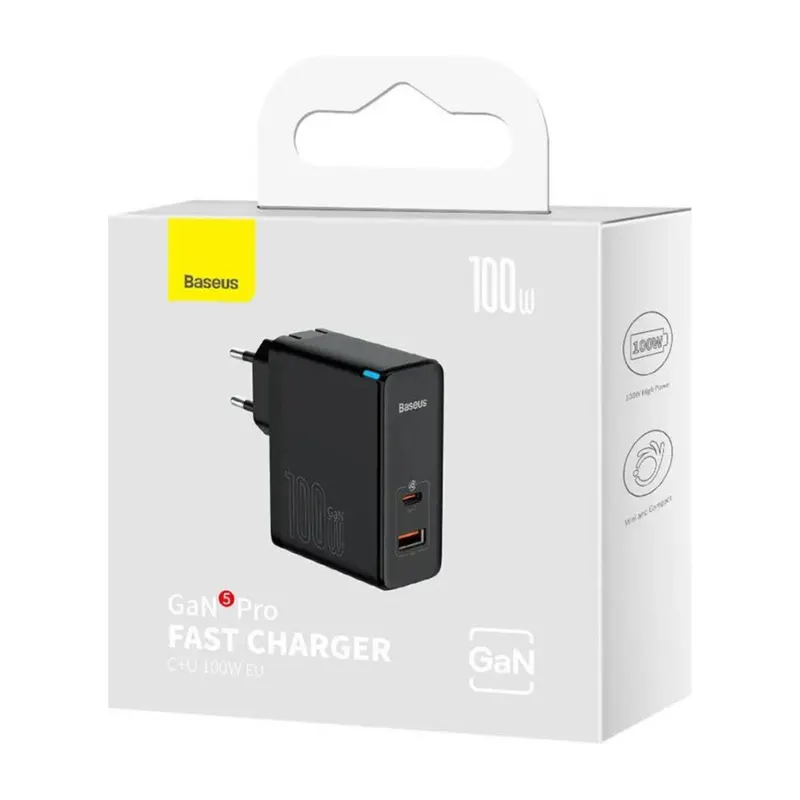 CHARGER BASEUS GAN 5 PRO 100W CCGP090201 TC-TC BLACK