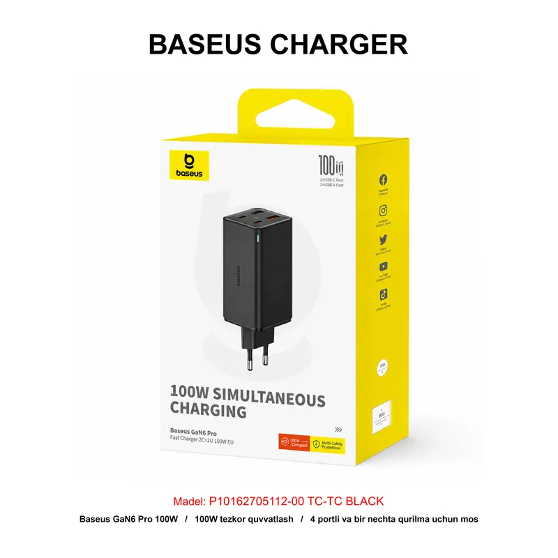 CHARGER BASEUS P10162705112-00 TC-TC BLACK
