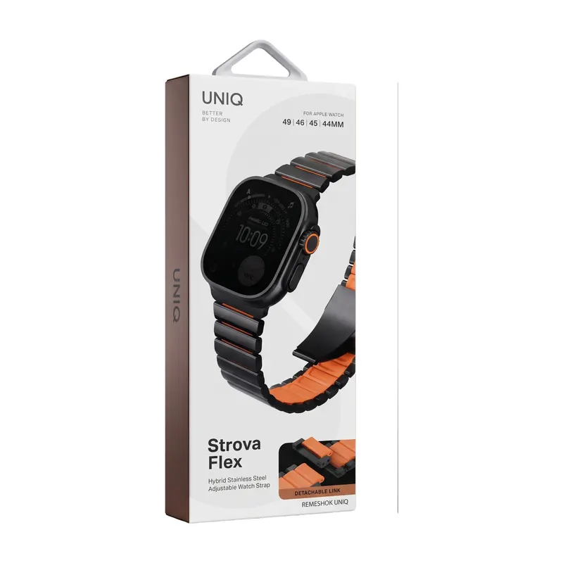 REMESHOK 44-49mm UNIQ STROVA FLEX MIDNIGHT BLACK/VOLT ORANGE